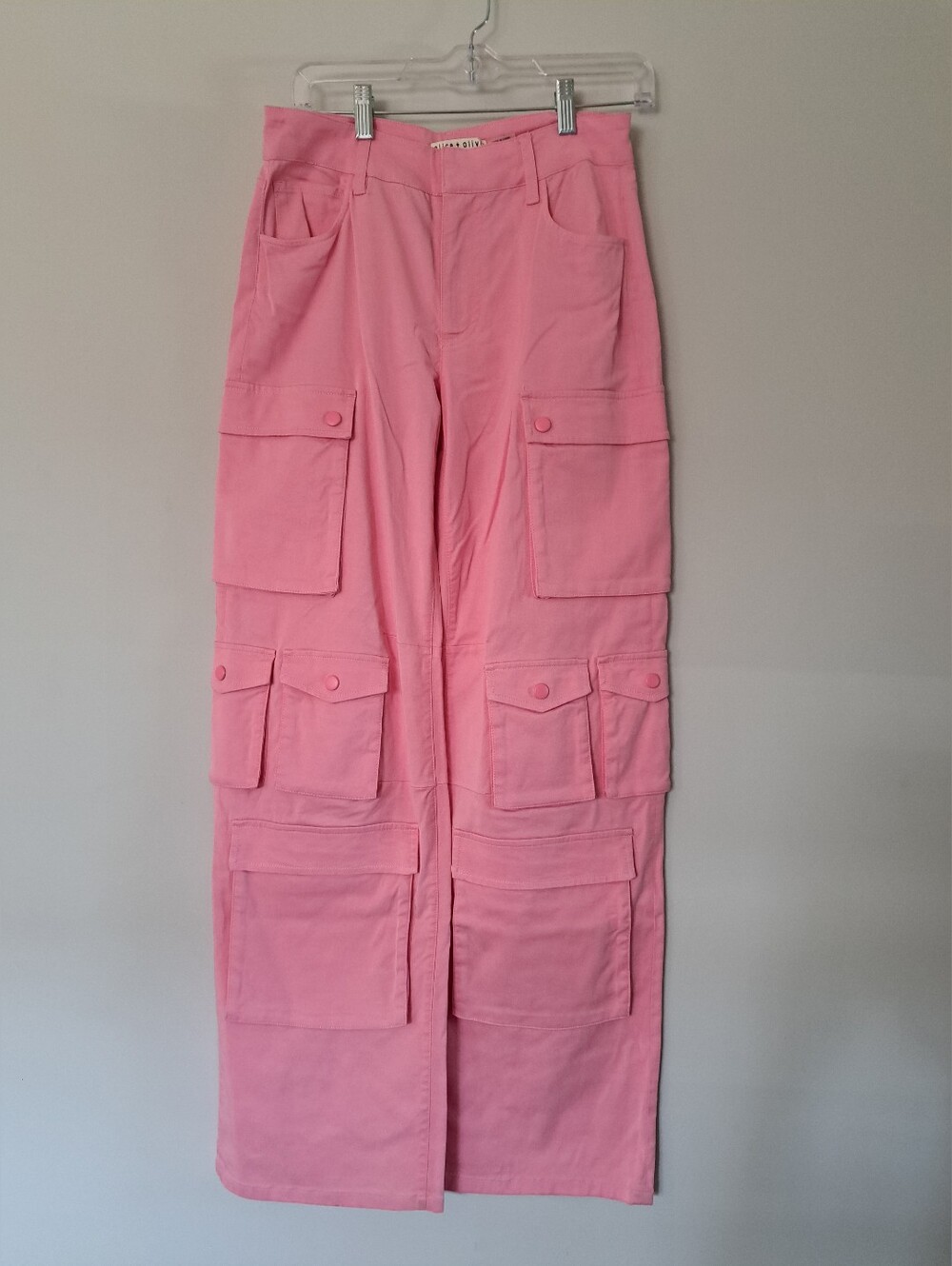 Alice + Olivia Pink Cargo Wide-Leg Utility Pants